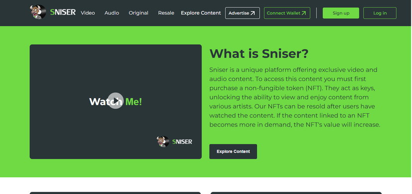 Sniser.io screenshot